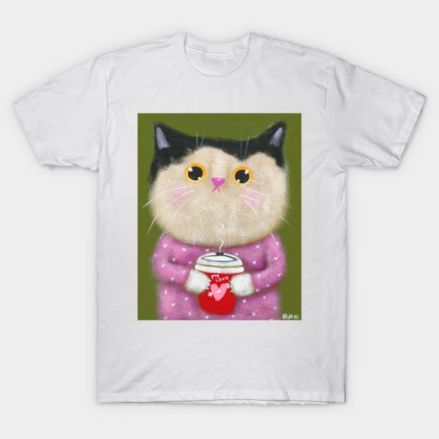 Valentine Coffee T-Shirt by KilkennyCat Art